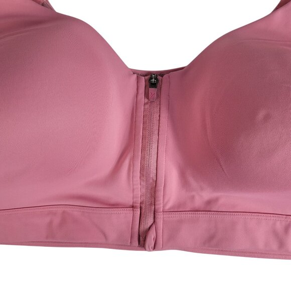 Old Navy Active Powersoft Go Dry Sports Bra Pink 42DD Zip Front Adj Wireless Pad - Picture 3 of 11